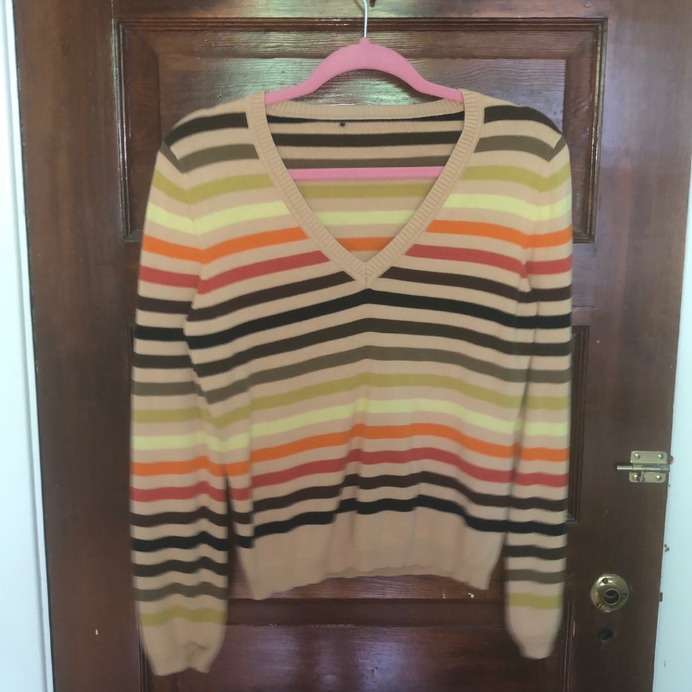 V-neck striped sweater